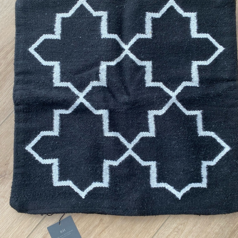 Restoration Hardware Black and White Moroccan Geo Patterned 22” Pillow Cover
